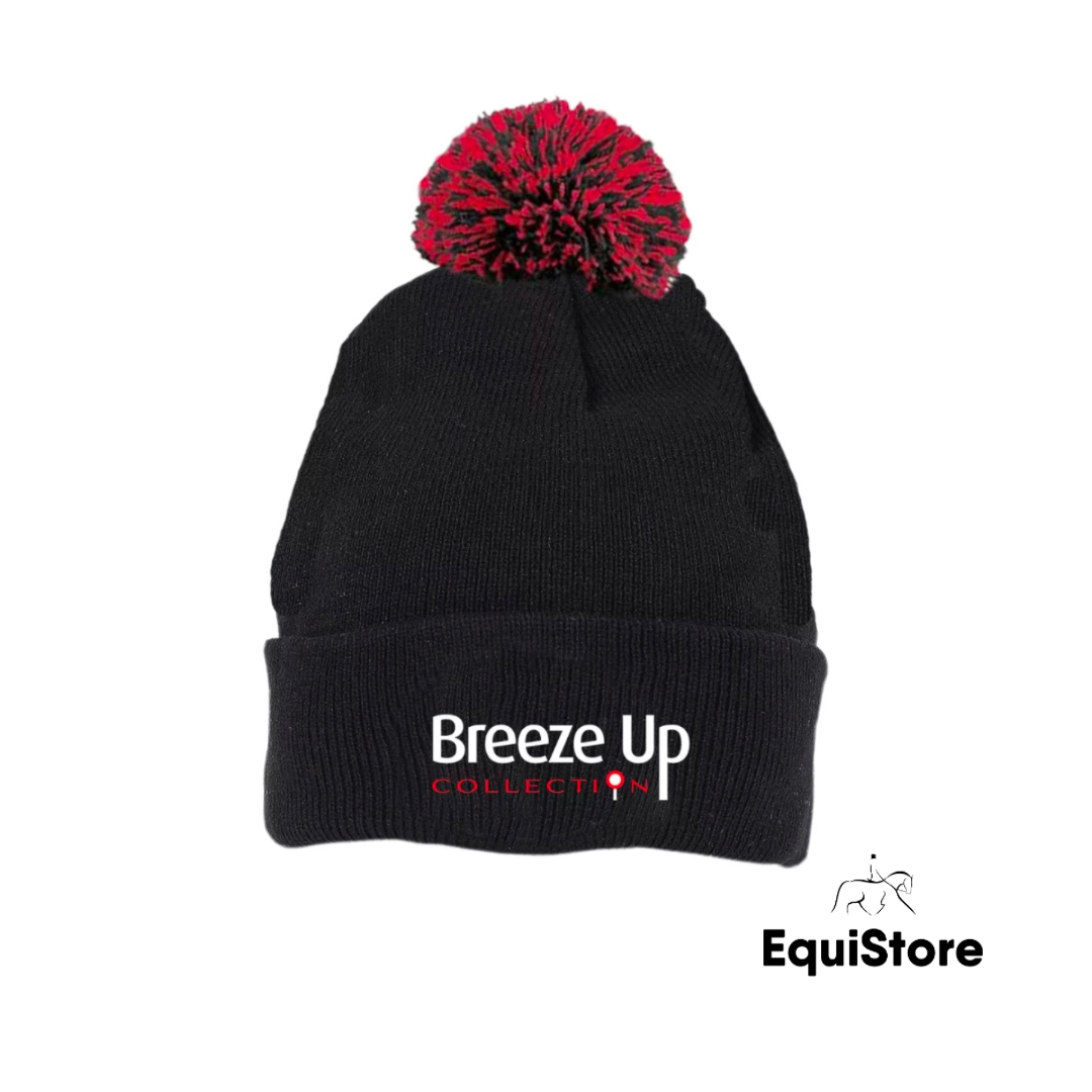 Breeze Up Beanie Hat with Red/Black Pom, ideal for equestrians