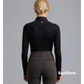 Premier Equine Arclos Ladies Technical Long Sleeve Riding Top in black, back detail