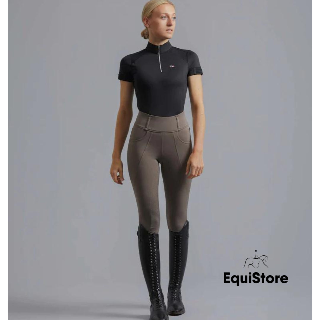 Premier Equine Ventus Ladies Full Seat Gel Riding Tights in taupe 