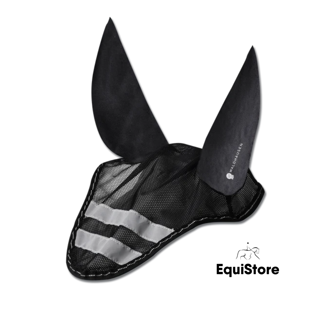 Reflex Fly Veil for horses - Reflective Black for high visibility 