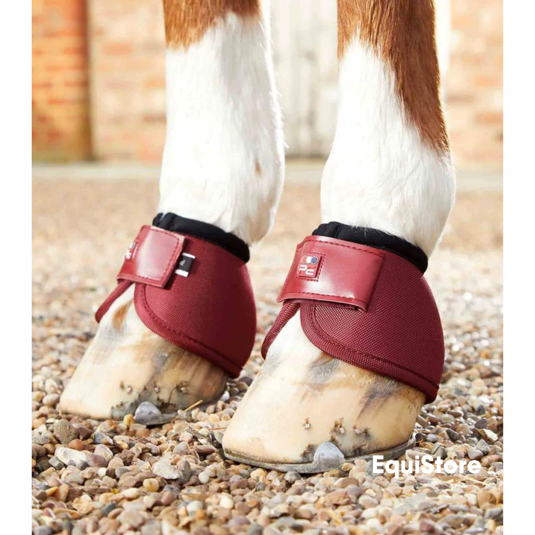 Premier Equine Ballistic No-Turn Over Reach Boots in burgundy