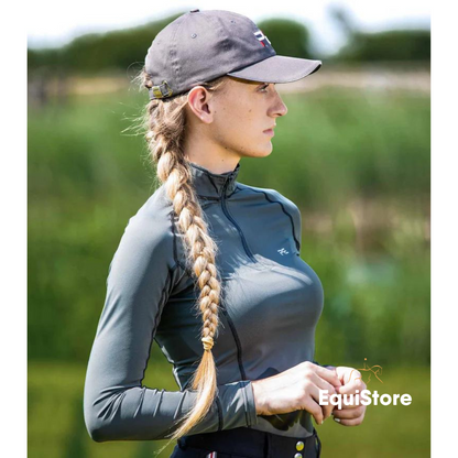 Premier Equine Ombretta Ladies Technical Horse Riding Top in anthracite grey